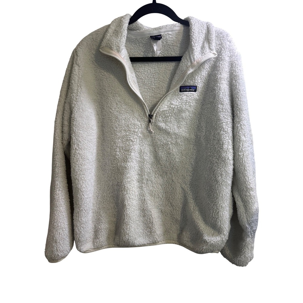 Patagonia Los Gatos 1/4 Zip Fleece Pullover Cream White Sherpa Womens Large